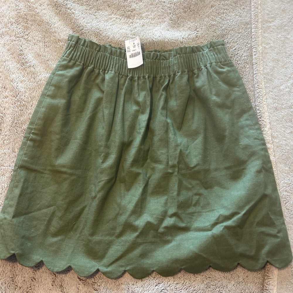 NWT J. Crew Olive Green Scalloped Skirt